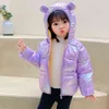 겨울 아기 ​​소녀 재킷 따뜻한 후드가있는 지퍼 소년 다운 자켓 귀여운 곰 베이비 재킷 신생아 생일 선물 어린이 옷 0-4Y J220718