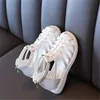 New Style Kids Girls Sandals Summer Children Baotou Hollow Sandal Retro Woven Gladiator Shoes Fashion Princess Shoe