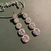 DLZ Shining CZ Zircon Square Long Tassel Stud Earrings for Women Jewelry