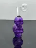 Pipa de vidrio Quemador de aceite bong pipa de agua Fumar Cráneo púrpura Mini pipa de agua de vidrio