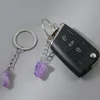 Natural Stone Amethysts Crystal Quartz Keychain Crystals Keychain Bead Pendant Keyrings Key Ring Bag Accessories Jewelry