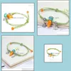 Charm Bracelets Small Carrots Pattern Ceramic Fashion Jewelry Green Rope Cartoon Style Women Cute Adorn Article Vipjewel Drop Vipjewel Dheyj