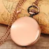 Steampunk Watches Red Copper Flower Cover Men Women Quartz Analog Pocket Watch with Necklace Chain Arabic Number Display