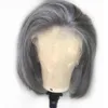 Perruques Bob grises cheveux humains 13x4 perruques avant en dentelle cheveux brésiliens Remy raides pour femmes ligne de cheveux naturelle pré-épilée 613 couleur vierge gris frontale courte Bob perruques