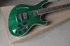 Guitare électrique à six cordes à motif de tigre vert, trou f, notre magasin peut personnaliser diverses guitares