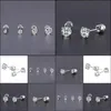 Stud Earrings Jewelry Fashion M 4Mm 5Mm Zircon Stainless Steel Crystal Rhinestone For Women Drop Delivery 2021 Kakt0