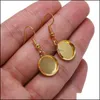 10Mm Tray Bezel Cabochon Stone Earring Hook Blank Setting Round Pendant Ear Base Findings For Diy Glass Cameo Jewelry Making Drop Delivery 2