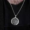 925 Sterling Silver Men Ayatul Kursi Round Handgjord Islamisk Hängande Arabisk Bön Halsband Tillverkad i Turkiet