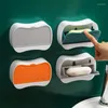 Soap Dishes Drill-Free Dish Rack Wall-Mounted Sponge Kitchen Bathroom Storage Self-Adhesive Accessories