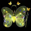 LED Children Costume Props Girls Skirts Angel Luminous Wings Flashing Butterfly Skirt Lights Suit 2-8 year Easter Valentines Day