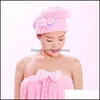 Towel Home Textiles Garden Cute Coral Fleece Bath Dry Hair Nylon Cotton Mti Colours Bow Hooded Towels Drying Hairs Cap 2 3Hf L2 Drop Deliv