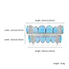 기타 힙합 오팔 자연 스톤 인레이 블링 블링 아웃 CZ 상단 하단 평평한 치아 grillzs 랩퍼 보석 선물 파티
