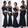 ASO EBI Black Mermaid Sukienki z druhną z paskami spaghetti aplikacje plus size Maid of Honor Dress Women Party Wedding Party Vestidos