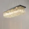 Lustre chromé de luxe éclairage pour salle à manger moderne Rectangle cuisine île Led Lustre en cristal or luminaire suspendu