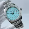 montre femme 36mm femme Asie 2813 mouvement automatique menthe rose cadran lumineux diamant lunette lumineux saphir verre amoureux montre-bracelet