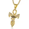 316 Stainless Steel Hip Hop CZ Gold Eye of Horus Pendant Necklace Religious Cross Agypt Ancient Egyptian Charm Necklace The Symbol Life Ankh Pendants