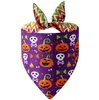 Hondenkleding Halloween Dog Bandanas Omkeerbare pompoen huisdier Kerchief sjaal Plaid Triangle Bibs