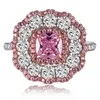 S925 Sterling zilveren ring vrouwelijke luxe ingelegde 5A zirkoon roze gele trouwring9399867