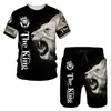 Men's Plus size Tees Sports Suits 2 Piece Set Outfits 3D Print Lion Digital Tiger Short-Sleeved Top Tees Summer Beach Pants 2022 Casual Trendy Swim Trunks