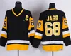 Heren 68 Jaromir Jagr Hockey Jerseys 1992 Vintage Zwart Wit Blauw Gestikte C Patch