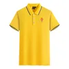 Gerçek Sporting de Gijon S.A.D. Erkekler ve Kadınlar Polos Mermerleştirilmiş Pamuk Kısa Kollu Yaku Nefes Alabaç Spor T-Shirt Logosu Özelleştirilebilir