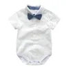 Kleidungssets Nowborn Baby Boy Großhandel Outfit Kleidung Bogen Formale Strampler Gentleman Party Baumwolle Solide Overall Hosenträger HosenKleidung