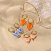 Dangle lustre goutte boucle d'oreille pour femmes pendentif couleur Style en acier inoxydable boucles d'oreilles rose clair/bleu fille bijoux cadeauDangle Farl22
