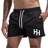 Herr shorts trending ficka badkläder man sommar tryckt gym kort byxor män fitness cool manlig jogging strand kortmän