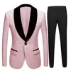 Costumes de mariage pour hommes Smoking Tuxedo Veste 2 pièces Groom Terno Costumes pour hommes Plus Taille Jaune Rose Bleu Costumes 201106