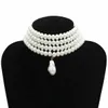 Women Multi-layer Pearl Beaded Collar Choker Elegant Party Necklace Jewelry Gift