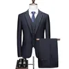 Trajes de hombre de color sólido casual de negocios delgado traje de gran tamaño traje de tres piezas de una sola fila de dos botones profesional