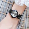 Montres-bracelets Cool Femmes Noir Plein Acier Bracelets Montres Facette Cristaux Montre-Bracelet Mode Filles Étudiants Quartz Horloges Étanches