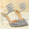 Spring New Women Buty Fashion High Obcass Sexy Pumps Sandals w stylu rzymskim Bling Gold Wedding Shoe Stiletto220513