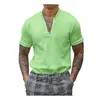 T-shirt de polos de golfe solto de cor sólida para masculino Slim Fit Zipper Design de lapela
