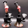 Portátil 8,5 polegadas de vidro preto de vidro ocular cachimbo de cachimbo de água com padrão colorido de fumantes de fumantes frios únicos com masculino 14mm