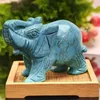 Dekorativa Objekt Figuriner Elephant Staty Snidad Naturlig Kristallsten Polerad Shui Healing Quartz Hantverk Prydnad Jade Hem