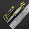 2 Styles Mini Quick Open Automatic Knife 440 Blade Acrylic Handle Key Ring Decoration Pendant Cool Unpacking Tool