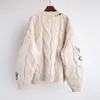 Lettera ricamo maglioni larghi donna inverno donna cappotto cardigan abiti stile preppy Y2K maglione lavorato a maglia casual da ragazza dolce