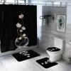 Non Slip Toilet Seat Cover Bath Mat Polyester Waterproof Shower Curtain Set Bathroom Carpet Home Decor Bathroom Foot Mat T200624287c