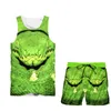 Trend Herren T-Shirt Weste Shorts Anzug Casual Green Snake 3D Body Printing Kleidung Lieferant Großhandel 220623