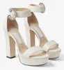 22s летние роскошные бренды Mionne сандалии на платформе обувь для женщин Кристалл Пряжка Блочные каблуки свадебное платье леди обувь со скидкой
