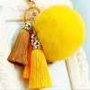 Keychains Fashion Women Fur Pom Ball Tassel Keychain Keyring Car Key Ring Chain Charm Bag pendantkeychains