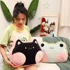 4333cm Cartoon konijnen Piggy Cat Frog Bear Plush Cushion met deken gevulde zachte dierenbank achter kussen schattig cadeau voor meisjes J220729
