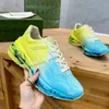 Projektant luksusowy rhyton swobodne buty grube, jednocześnie, wielokolorowe Neon Neon Yellow Mens Women Glitter Rainbow Treners Dad Platf23mj#