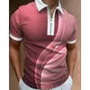 Men's Polos Luxury Men's Clothing Shirts Casual Turn-Down Collar Zipper Golf Wear Vintage Print Short Sleeve Tee Shirt Men TopsMen's Men