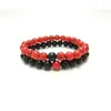 Bracelets à breloques Couples Distance Bracelet Classique Pierre Naturelle Noir Et Rouge Perlé Pour Hommes Femmes GiftCharm CharmCharm Inte22