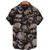Camicia hawaiana Uomo Estate Skull Print Camicie per uomo Camicie uomo 3d Moda Single Row Back Collare cubano Summer Tops 5xl 220527