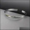Cuff Bracelets Jewelry 100% Real 925 Sterling Sier Smooth Round Open Bangles For Women Minimalism Fine Birthday Gift Wholesale Drop Delive