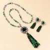 Pendant Necklaces Brand Fashion Green Natural Emerald Necklace Women Geometric Colorful Beads Senior Jewelry Tassel Sweater Chain ChokerPend