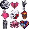 Sewing Notions Red Heart Punk Skull Embroidered Patches for Clothing Hot Melt Glue Sticker Hip Hop Rock Iron on Patch on Clothes Skeleton DIY